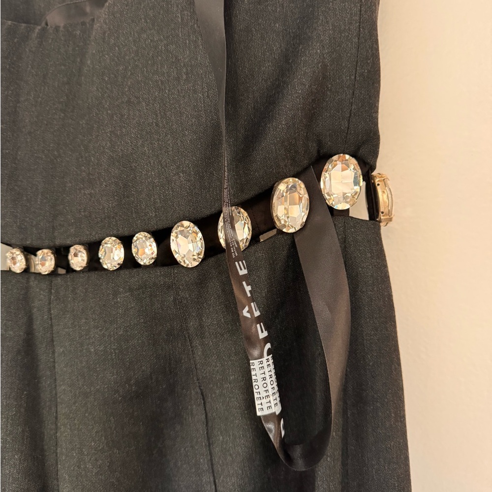 Retrofete Black Strapless Jumpsuit with Embellished Belt - Picture 9 of 10